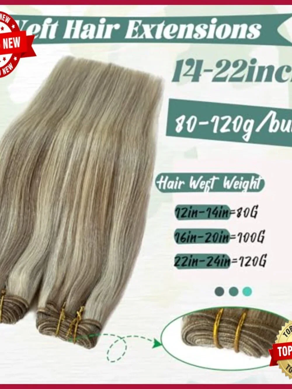 18-Inch Human Hair Sew-In Extensions, Silky Straight Weft, 100 Grams